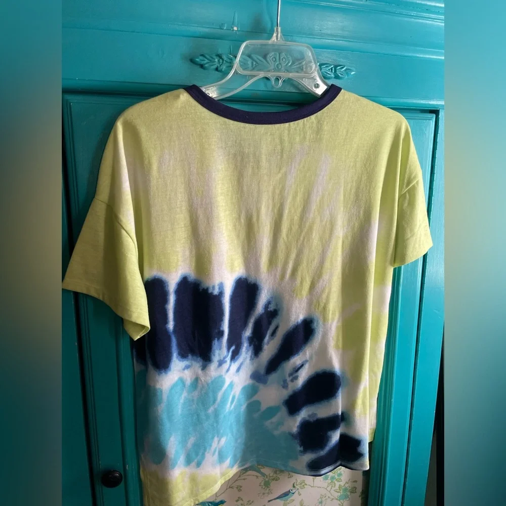 Justice Girls' XL PLUS  Boxy Split Hem Tie-Dye T-Shirt  Retro Fun Colorful Heart